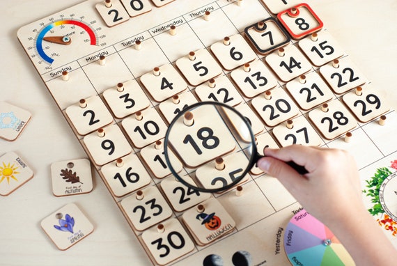 Montessori Calendar for Kids Wooden Calendar Homeschool - Etsy