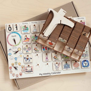 Tableau de la routine quotidienne Montessori, tableau de la routine matinale des enfants, tableau visuel des tâches ménagères, tableau des tâches ménagères en bois, idée cadeau pour tout-petit, cadeaux pour enfants