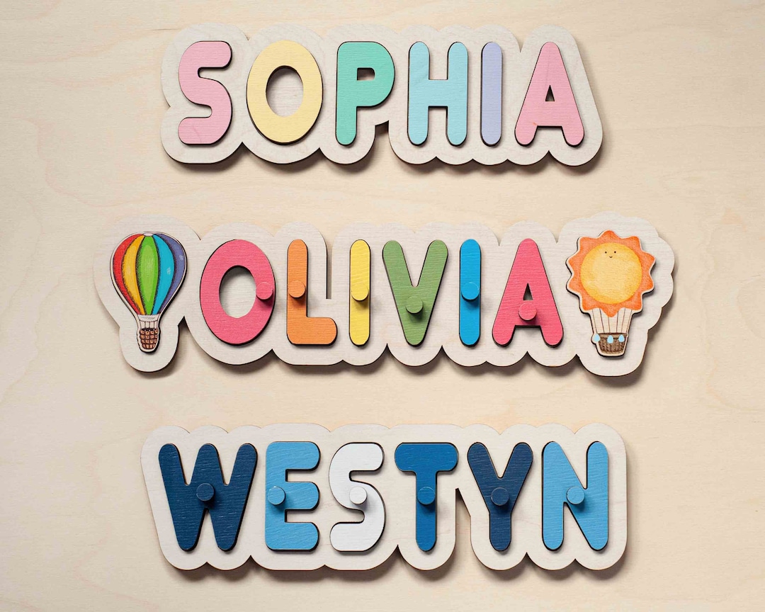 New Baby Gift, Wooden Name Puzzle Baby, Toddler Toys, Personalized ...