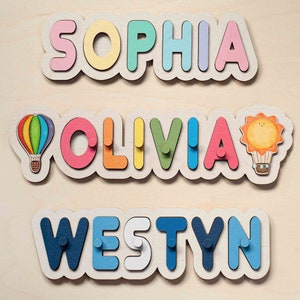 Wooden Personalized Handmade Name Puzzle, New Baby Gift, Busy Board Puzzle, Name Puzzles for Toddlers, Birthday Gift, Animals Puzzle Gift