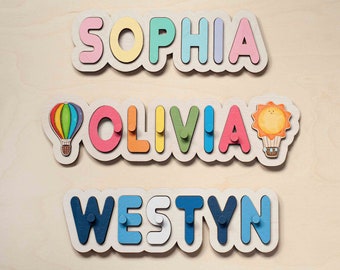 New Baby Gift, Wooden Name Puzzle Baby, Toddler Toys, Personalized puzzle for Toddlers, Baby Girl and Boy Gifts, Custom name puzzle with peg
