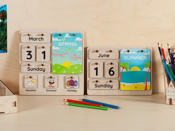 Montessori Calendar for Kids, Months and Days of The Week, Kids Learning Calendar, Perpetual Calendar