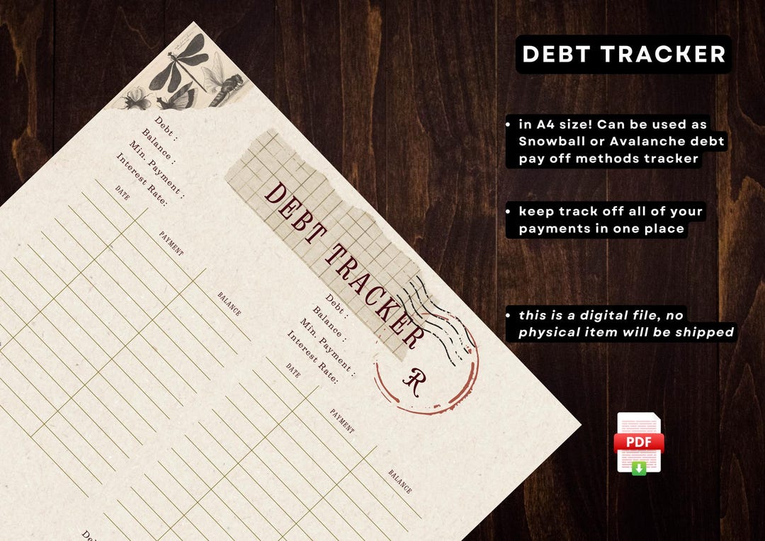 A4 Debt Tracker Printable | Debt Payoff Sheet (digital Download) - Etsy ...