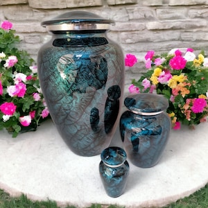 Beautiful Ocean Blue Cremation Urns & Keepsakes with Serene Blue Finish