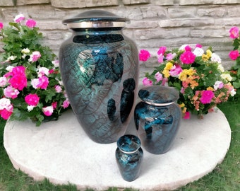 Beautiful Ocean Blue Cremation Urns & Keepsakes with Serene Blue Finish