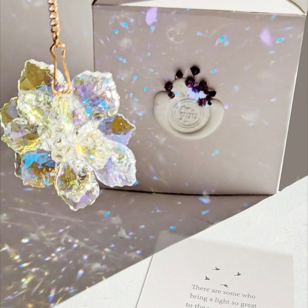 Condolence gift box - Sympathy Gift Card, Bereavement gift, Memorial Gift - Sorry for your loss Gift - Crystal Rainbow Maker.