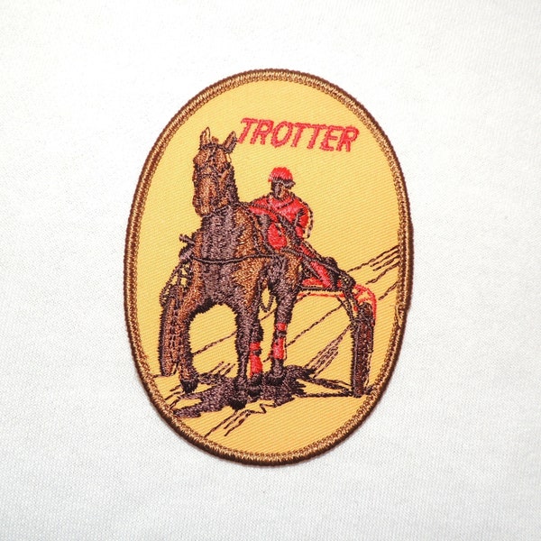 Vintage embroidered "Trotter" Iron on horse patch / Nos