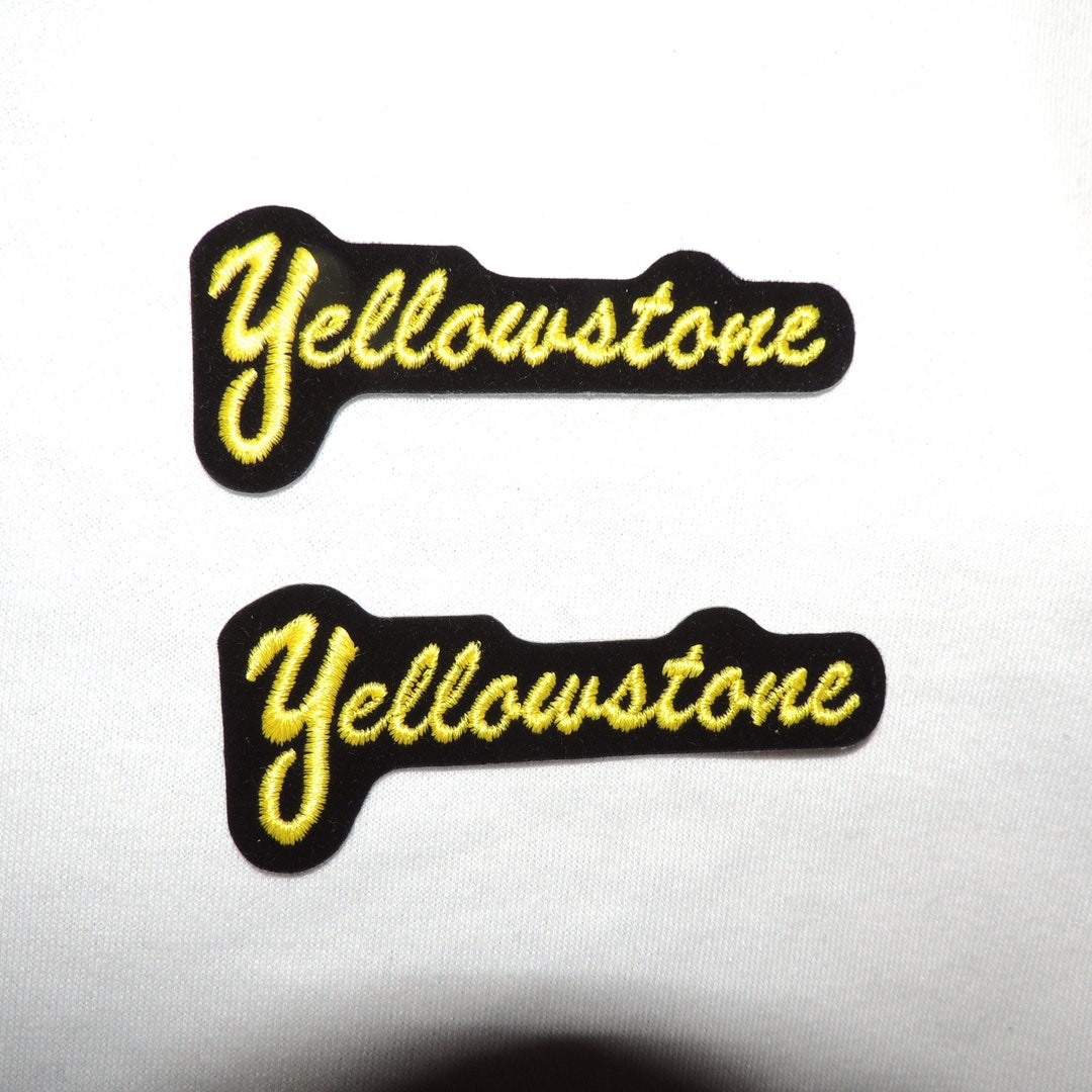 Vintage Lot of 2 Small Embroidered Iron on Yellowstone Cursive Patches ...