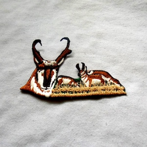 Vintage embroidered Iron on Antelope patch 4 1/2" X 3" / NOS