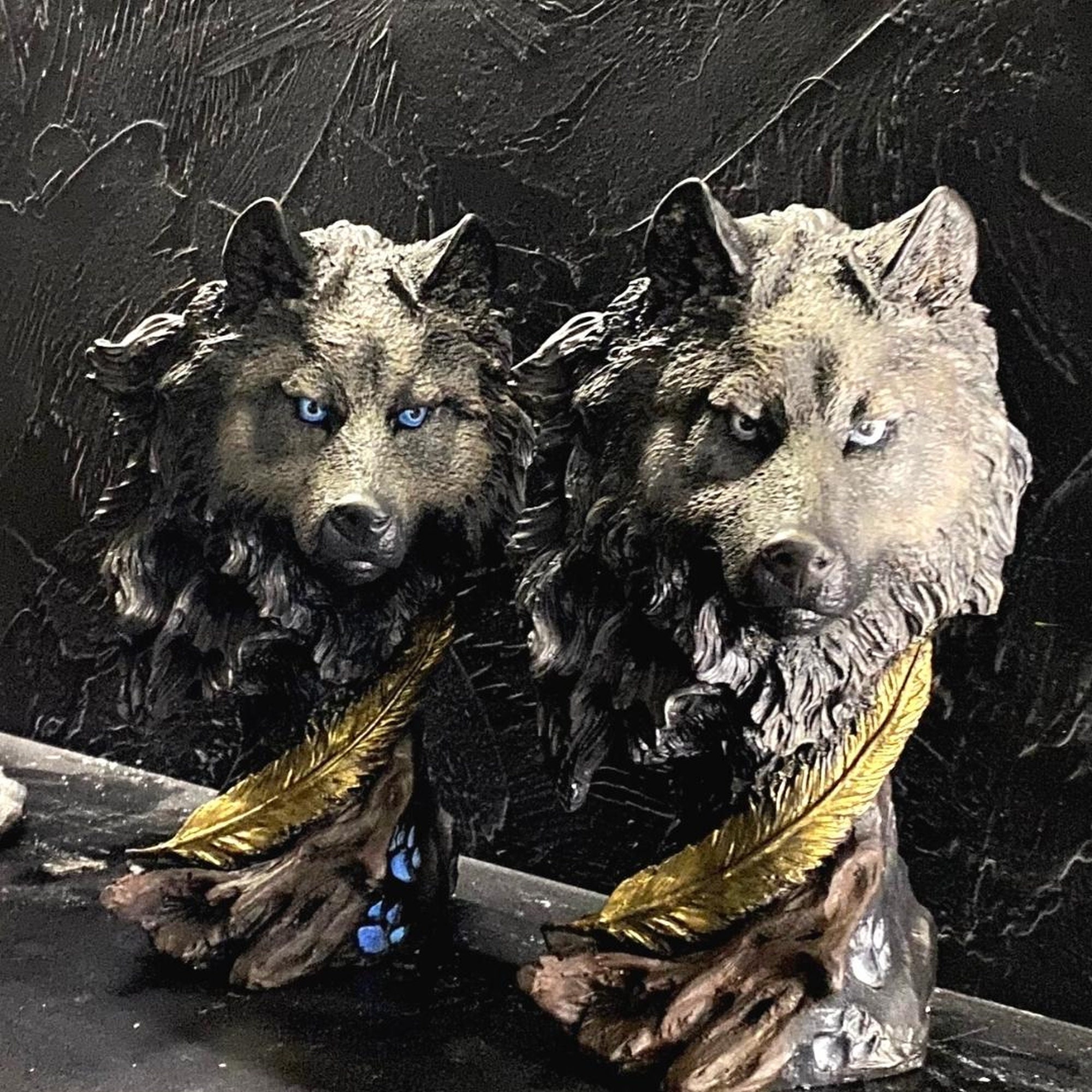 Blue-eyed Black Wolf Wolf With Blue Eyes Wildlife Statue - Etsy