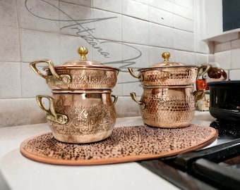 Moroccan Handmade Copper Couscous Maker Steamer Pot , Moroccan Couscous Group , Couscoussier Two Tier