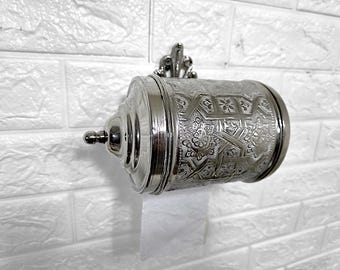 Silver Toilet Paper Holder - Handcrafted Vintage Wall-Mounted Bathroom Decor