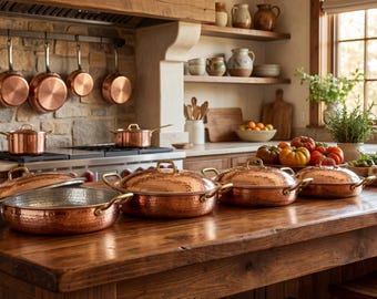 Handmade Hammered Copper Stew Pot, Tin Lined, Moroccan Cookware