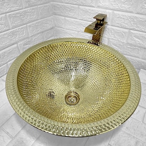 Antique Brass Bathroom Sink - Vintage Brass Fixtures, Classic Bathroom Vanity Sink