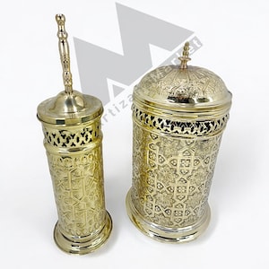 Dekorativer Mülleimer mit Toilettenbürste und Deckel - Elegantes Badezimmer Set aus Messing
