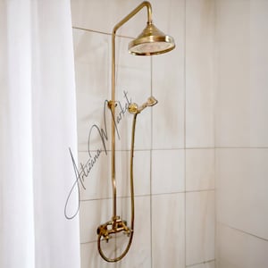 best shower system - Brass Shower System - Vintage Shower Head - Unique Shower Head