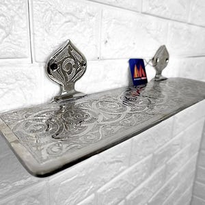 Brass Wall Shelf | Silver Bathroom Shelf Decor | Luxury Brass Shelves for Modern Homes