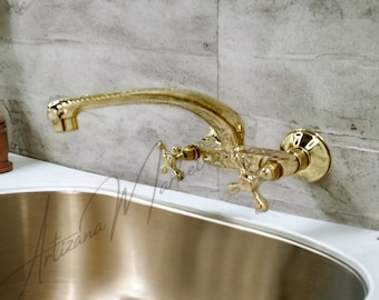 faucet, unlaquered brass faucet, brass kitchen faucet, bathroom faucet, unlacquered brass faucet, unlacquered brass kitchen faucet