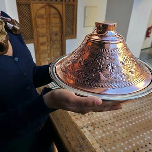 Handcrafted Copper Moroccan Tagine: Antique Style Cookware