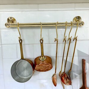 Solid Copper Pot Rack Brass Utensil Rack - Solid Brass Hooks - Antique Copper Pot Rack ...