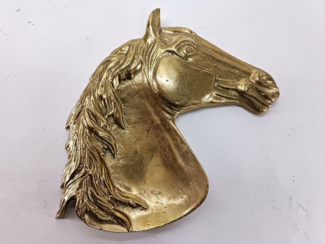 Brass Horse Head Hanging on the Wall Antique Solid Brass Etsy
