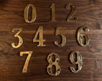 Handcrafted Cast Brass House Numbers: Polished Door Sign
