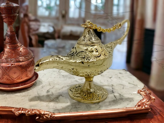 Christmas Brass Handmade Aladdin Decorative Genie Oil Lamp Aladin