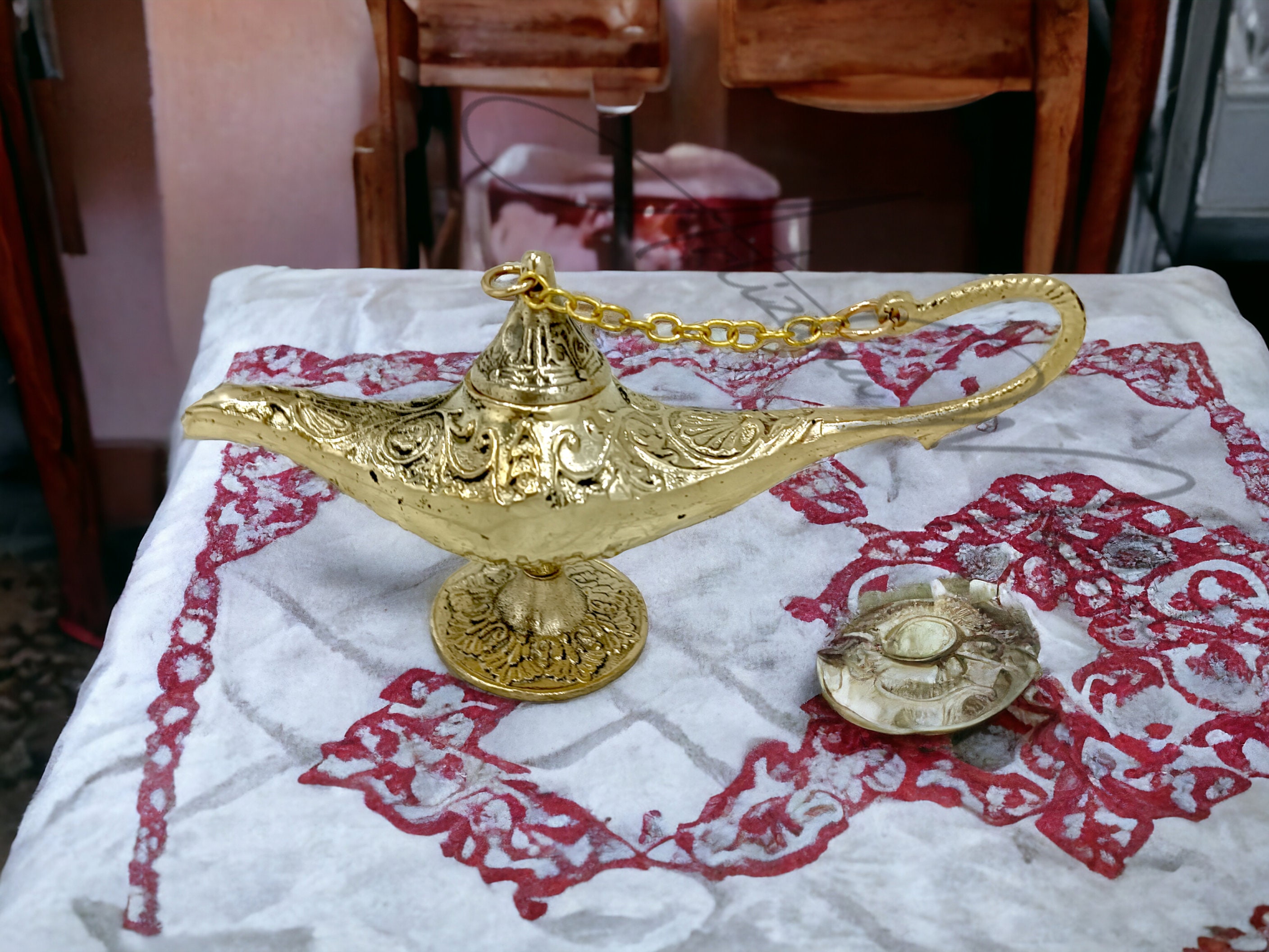 Brass Aladdin Lamp, 6 Inches, Vintage Solid Brass Handmade Aladdin