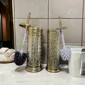Toilettenbürste und Halter, Toilettenbürste, Bürstenhalter, Toilettenbürstenhalter, silbernes Badezimmerzubehör, Messing Badezimmerzubehör,