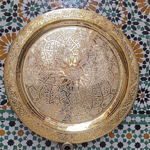 morocco brass tray, morocco tray, morocco serving tray, round tray, arabic serving tray,home gifts