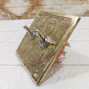 Solid brass light switch, light switch set, vintage brass outlet cover