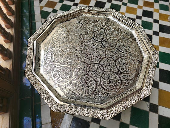 Ottoman Tray Large Silver Tray Extra Large Tray Metal Ottoman Tray Etsy UK