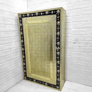 Storage Cabinet - Brass-Covered Wooden Wall Cabinet | Customizable & Durable Design