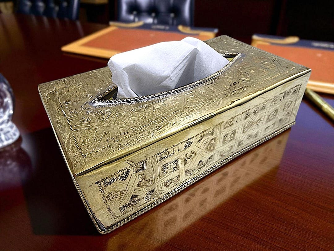 Etched Brass Tissue Box Cover: Moroccan Home Decor, Executive Gift - Etsy
