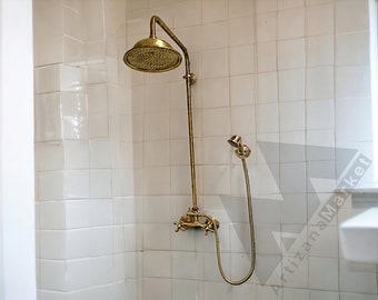 outdoor shower kit, sliding shower, outdoor shower copper, brass shower system, shower system