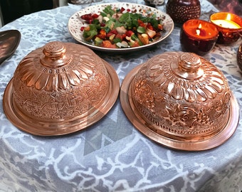 bandeja de comida de cobre - platos de cobre para servir - tajin marroquí - tagine de pollo - olla de tagine - tagine marroquí