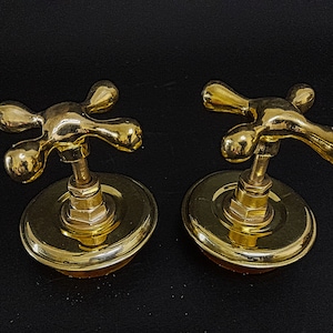 2 faucet handles, unlacquered Brass Cross Handle Set, Faucet Handles Set