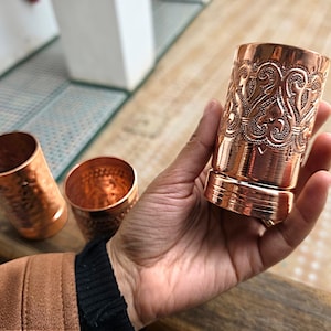 Copper Cup - 100% Pure Copper Drinking Cups for Moscow Mule, Water & Tea | Handcrafted Vintage Design