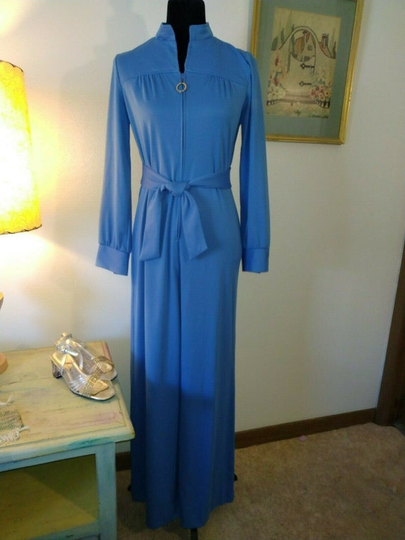 1960s MOD GO-GO Sky Blue Zip Polyester 