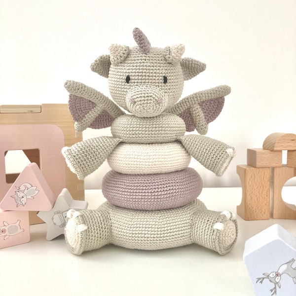 Crochet PDF pattern for Baby Dragon / crochet stacking toy / crochet dragon / cute dragon