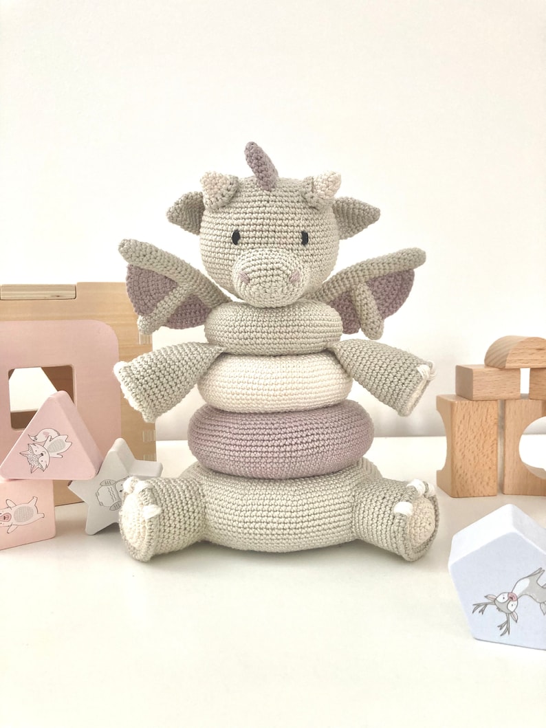 Dragon Stacking Toy crochet pattern listing photo by CheekyMiki