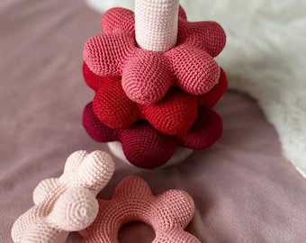 Crochet Flower Stacking Toy Pattern, Montessori Baby Sensory Rings (PDF)
