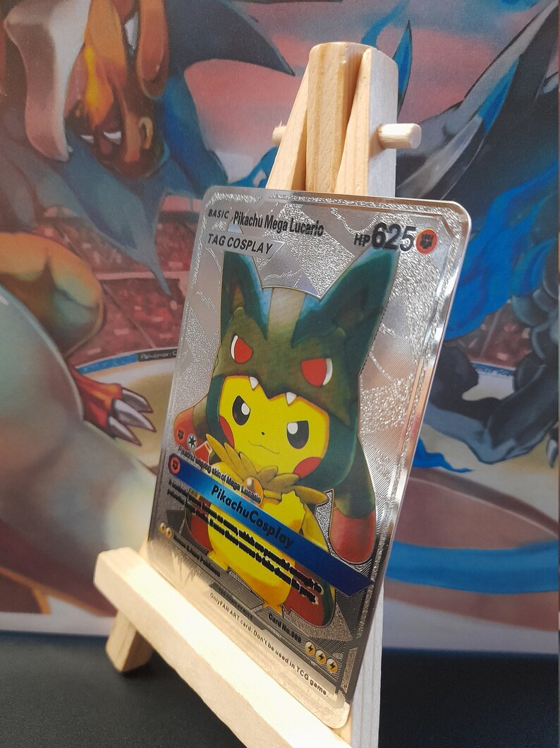 Pokémon Pikachu Mega Lucario Card 009 Metal Card Silver ANG - Etsy Ireland