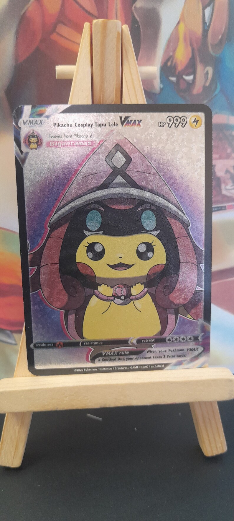 Pokemon Card Pikachu Cosplay Tapu Lele Vmax Custom ENG Etsy