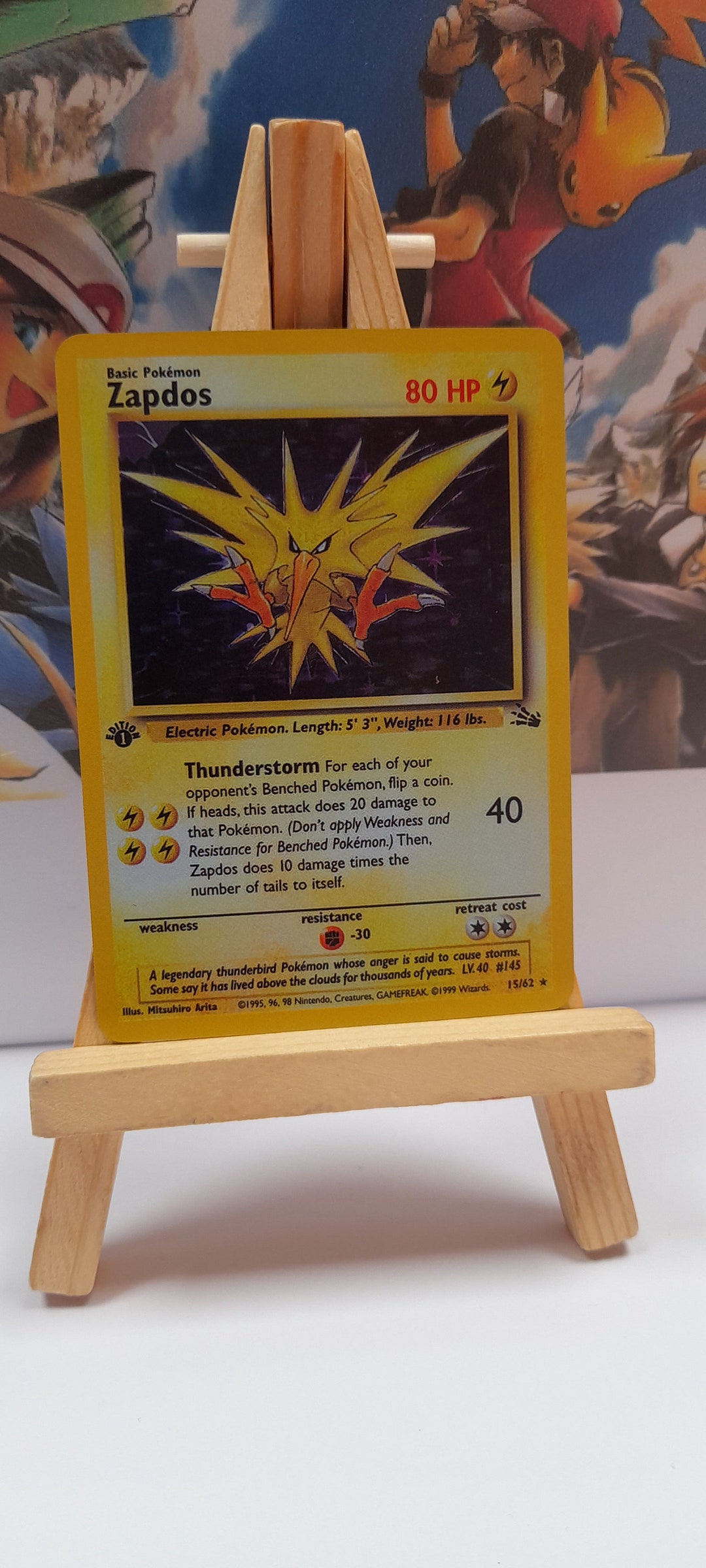 Pokemon Card Fossil Zapdos 15/62 Edition 1 Custom ANG V2 Etsy