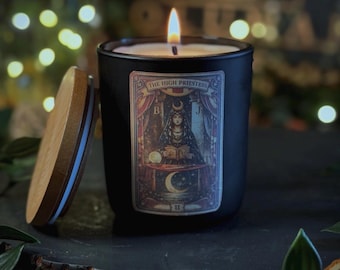 High Priestess | Tarot | Handmade | Soy Wax | Eco Friendly Refillable Vegan Candle | Alter Witchy Gift | Gothic | Hand Poured In Wales