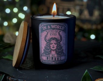Lilith | Goddess | Handmade | Soy Wax | Eco Friendly Refillable Vegan Candle | Alter Witchy Gift | Gothic | Occult | Hand Poured In Wales