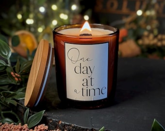 One Day At A Time | Handmade Sobriety Gift | Cruelty Free | Eco Friendly Refillable Candle | Sustainable | Natural | Handmade In Wales