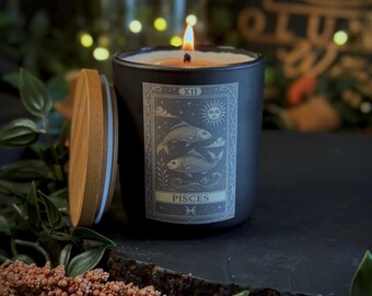 Pisces | Star Sign | Horoscope | Handmade | Refillable Candle | Soy Wax | Eco Friendly | Alter Witchy Gift | Gothic | Hand Poured In Wales