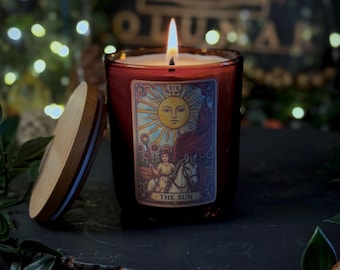 The Sun | Tarot | Handmade | Soy Wax | Eco Friendly Refillable Vegan Candle | Alter Witchy Gift | Gothic | Bohemian | Hand Poured In Wales